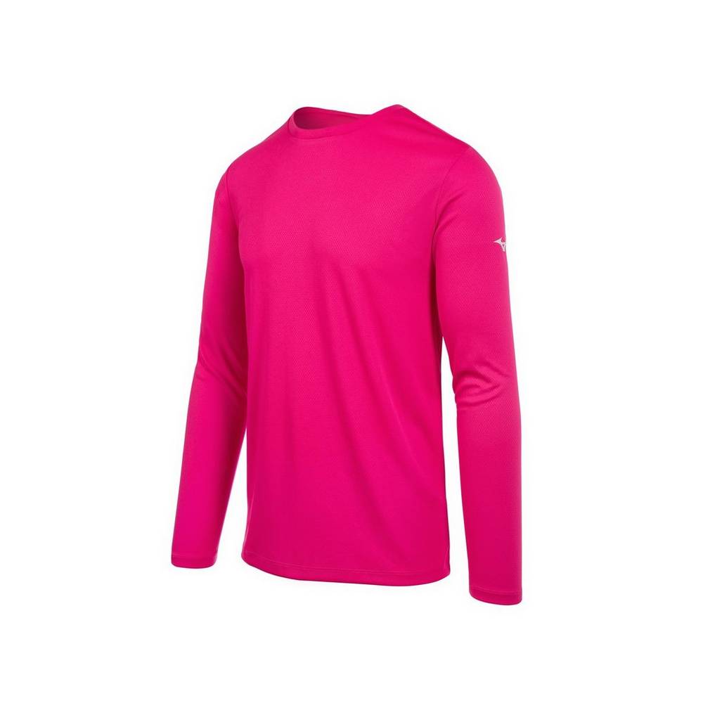 Mizuno Long Sleeve Férfi Futópóló Rózsaszín ZIV239178